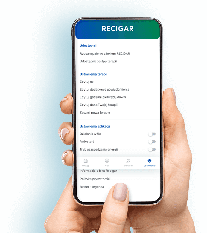 Zmiana ustawień terapii